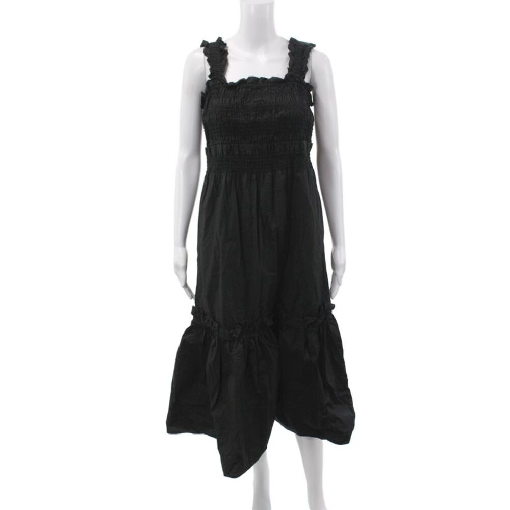 Sea New York Womens Sundress Black Cotton Square Neck Mid-Calf Zip Size XS